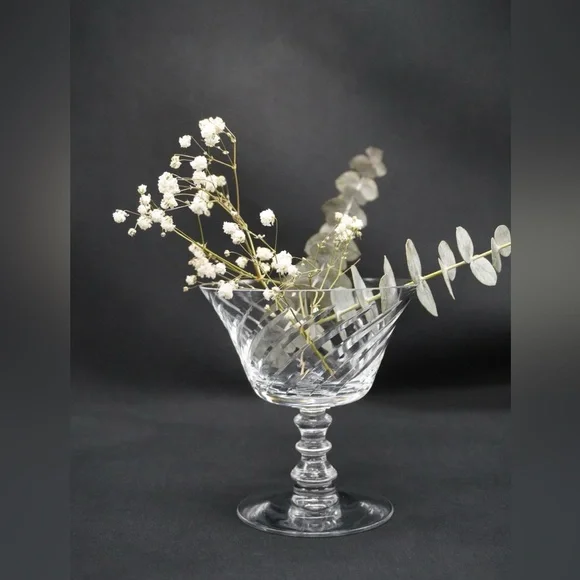 Vintage Fostoria Ballet Clear Coupe Glass – Single Swirl Cut Sherbet with Wafer - Picture 5 of 6